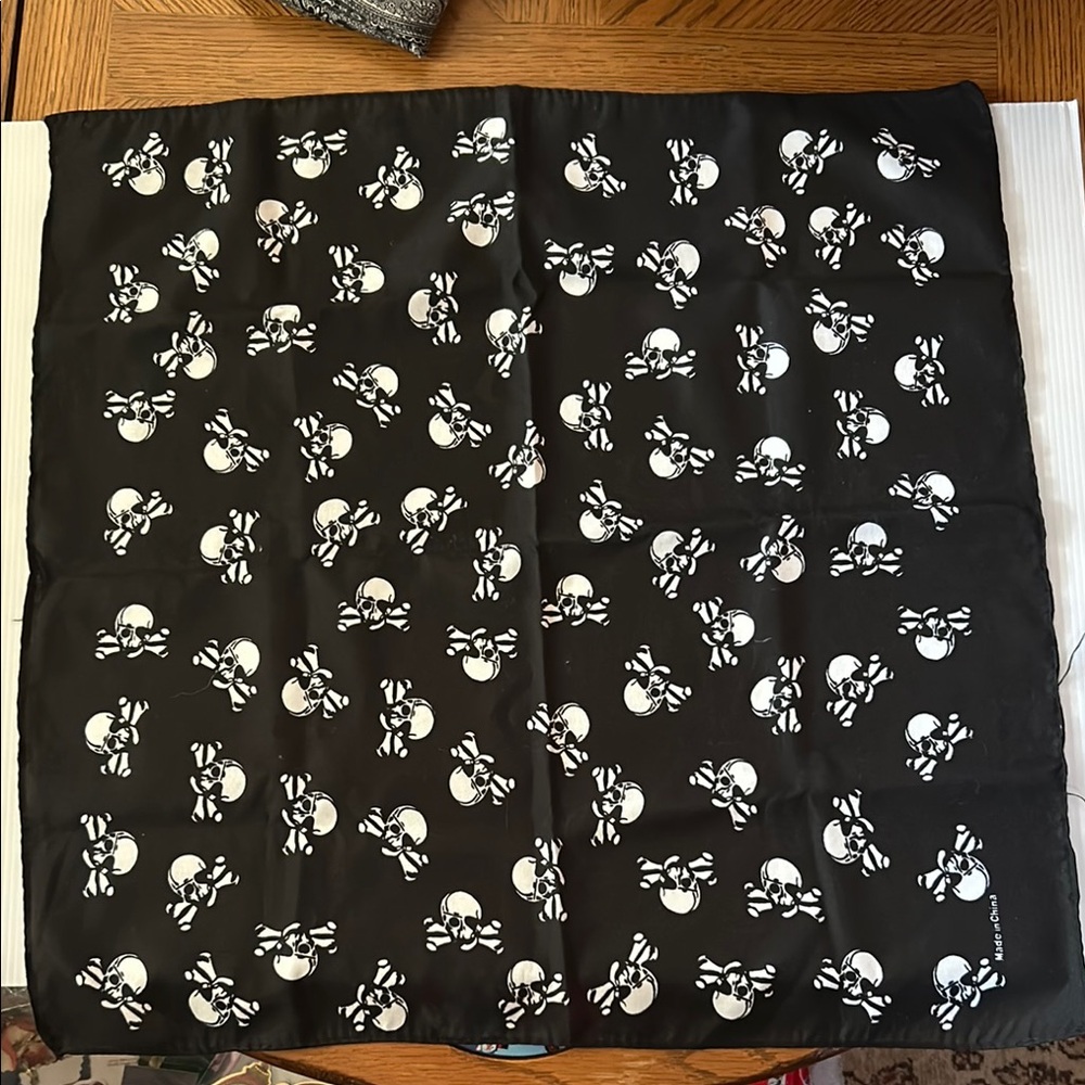 Vintage Skull & Crossbones Print Neck Scarf or Pocket Square Insert